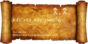 Kürti Kármán névjegykártya